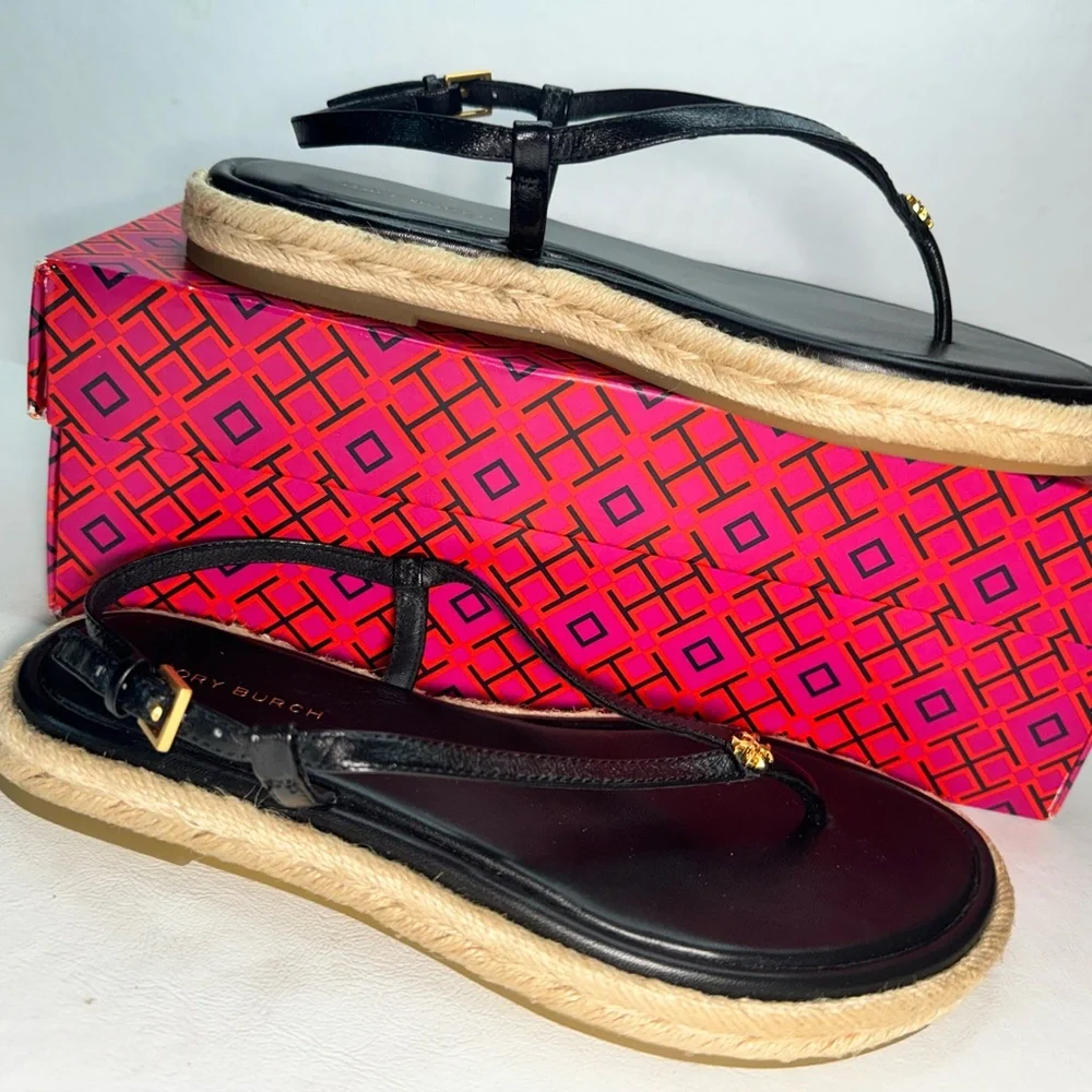 TORY BURCH Delicate Logo Thong - T-Bar Sandals casual outdoor summer vacation